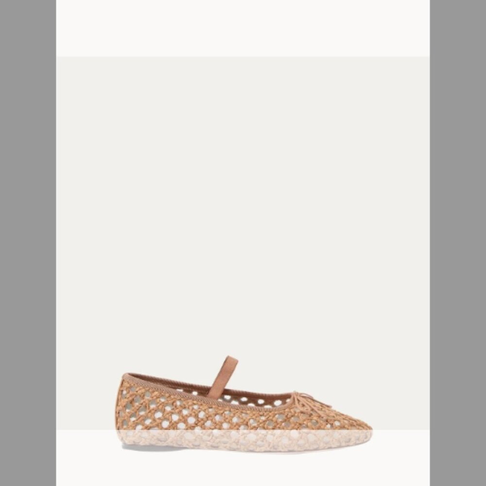 Loeffler Randall Tan Woven Mary Jane Flats